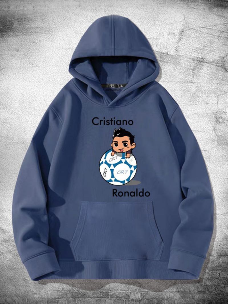 Moletom Masculino Manga Comprida Ronaldo - Cinza Azul