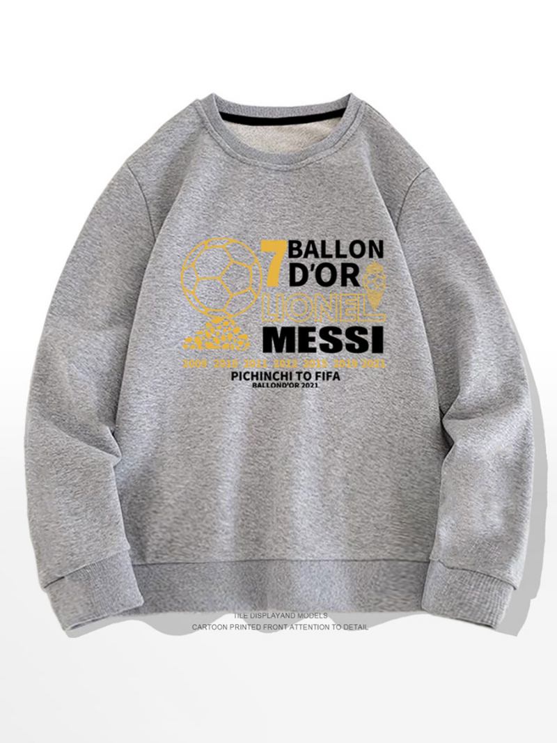 Moletom Messi Ballon D'or Masculino - Cinza Claro