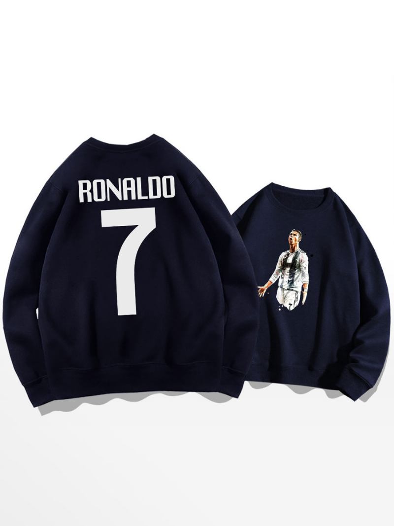 Moletom Treino Cristiano Ronaldo Número 7 Top Masculino - Azul Profundo