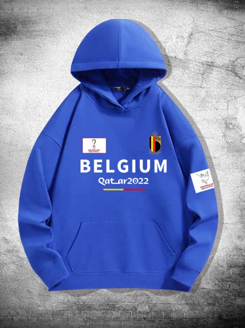 Top Masculino Com Capuz Da Equipe Bélgica - Azul