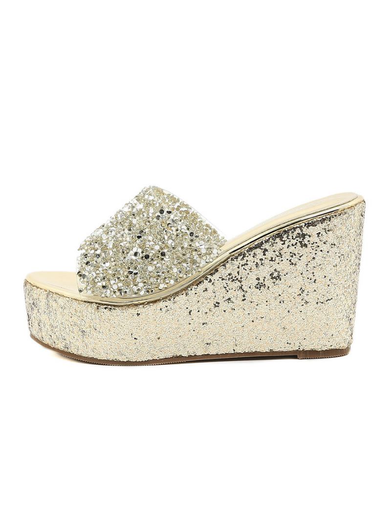 Mules Femininos Com Plataforma E Glitter - Prata