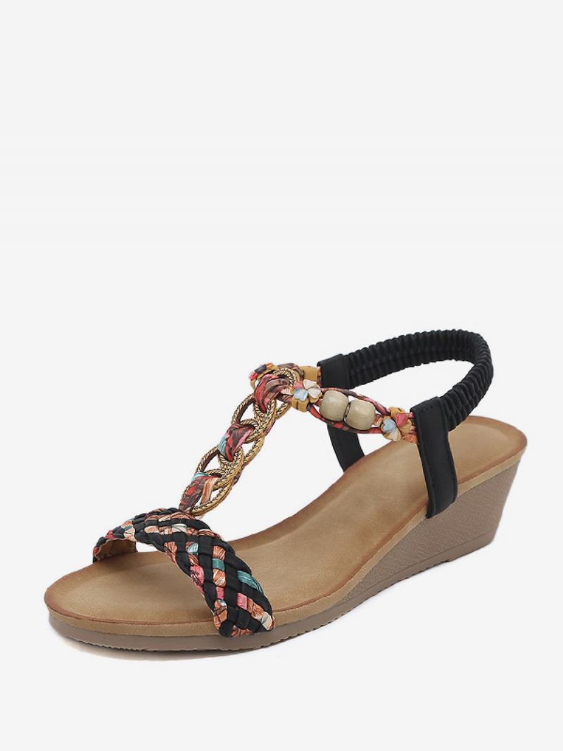 Sandália Plana Feminina Dedo Do Pé Aberto Couro Pu T-strap Sandálias Gladiador Casual Chinelo