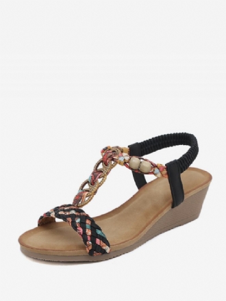 Sandália Plana Feminina Dedo Do Pé Aberto Couro Pu T-strap Sandálias Gladiador Casual Chinelo