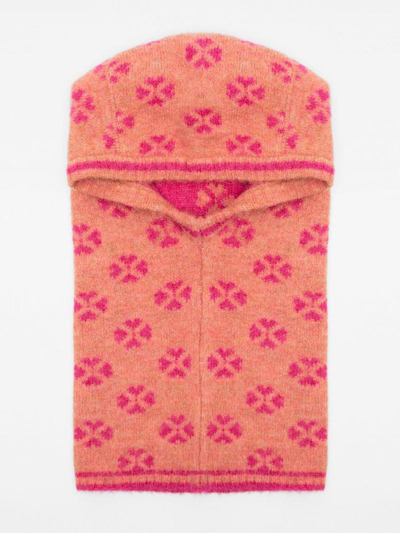 Chapéu Feminino Malha Jacquard Chique Moda Outono Inverno - Rosa