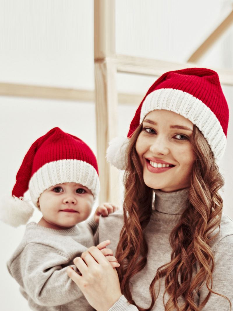 Chapéus Femininos Bonitos Pom Poms Padrão Natal Acrílico Inverno Quente Acc