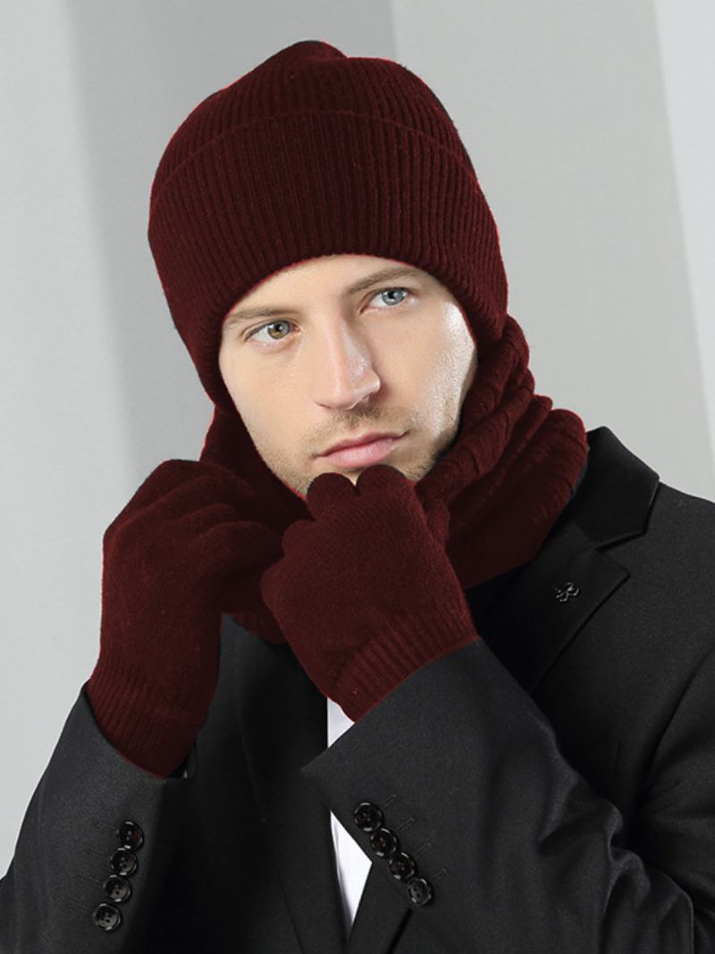 Chapéus Para Homens Inverno Quente Boina Bonita - Borgonha