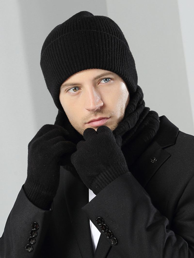 Chapéus Para Homens Inverno Quente Boina Bonita - Preto