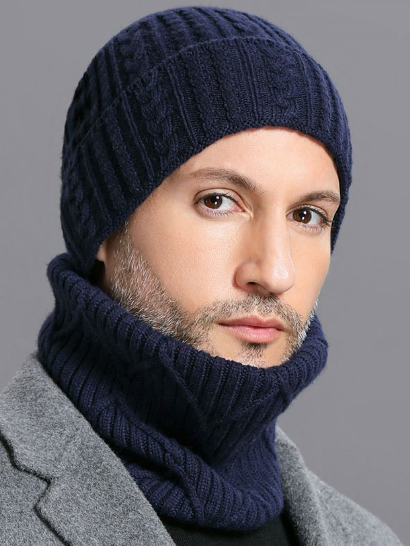 Chapéus Para Homens Malha Quentes Inverno Lã Fabulosa - Marinho Escuro