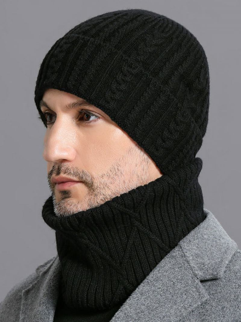 Chapéus Para Homens Malha Quentes Inverno Lã Fabulosa - Preto