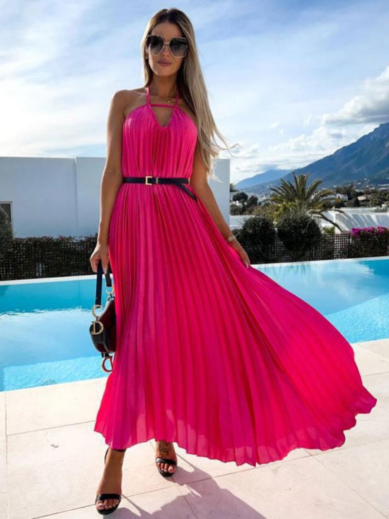 Vestido Boho Feminino Com Decote Em V Sem Mangas Verão