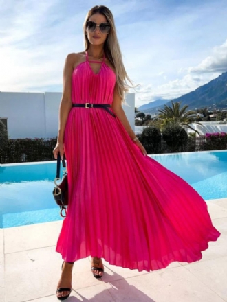 Vestido Boho Feminino Com Decote Em V Sem Mangas Verão