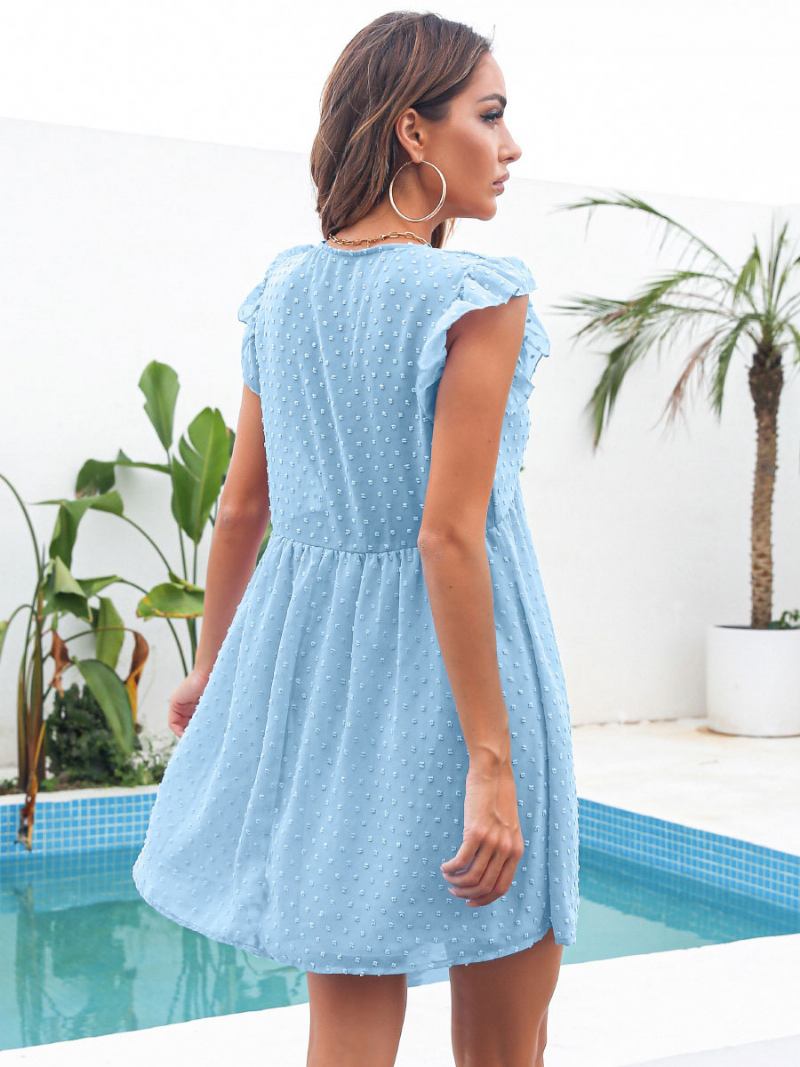 Vestidos Shift Branco Com Decote Em V Vestido Tubo Feminino Moderno - Azul