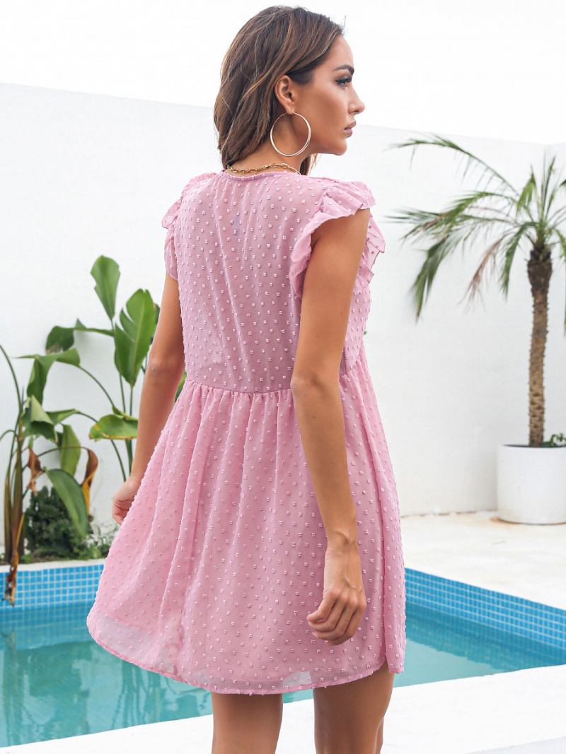 Vestidos Shift Branco Com Decote Em V Vestido Tubo Feminino Moderno - Rosa