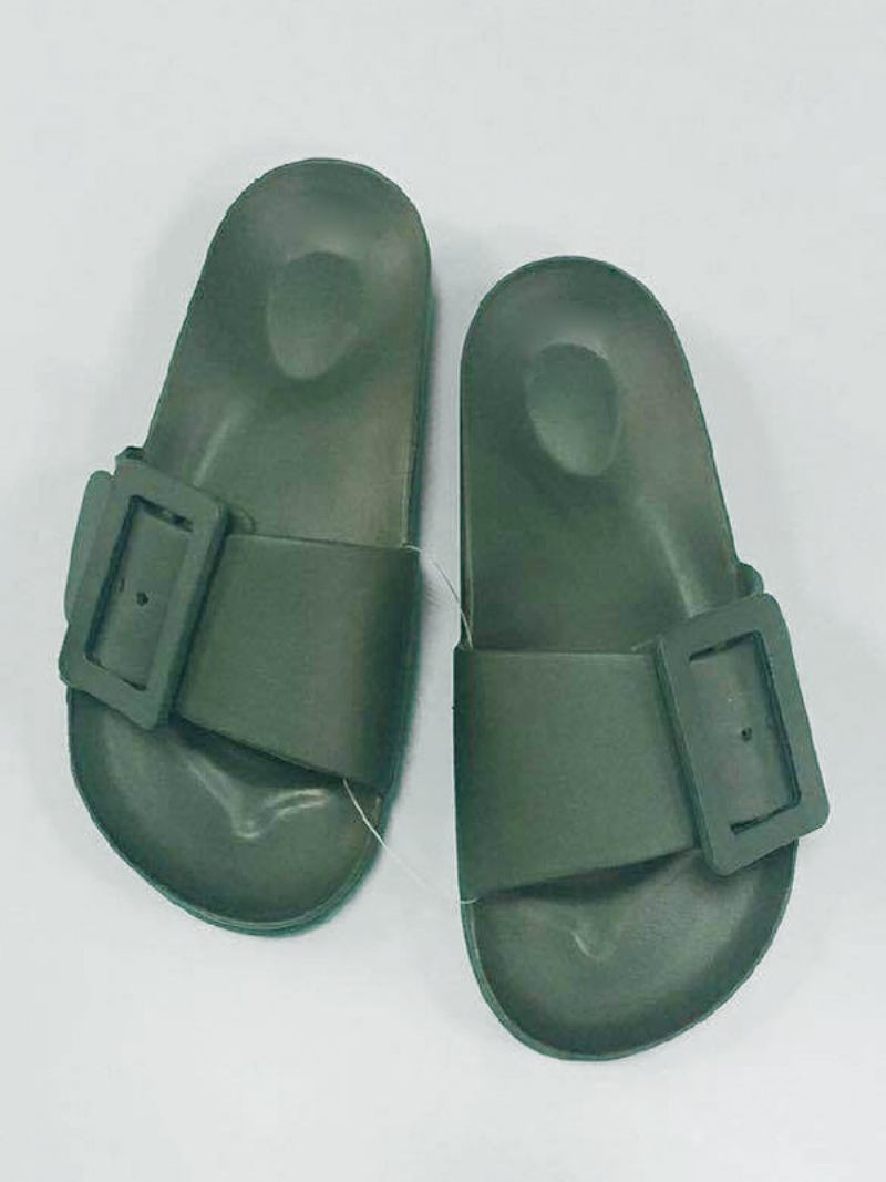 Sandálias Slide Femininas Pretas Casual Botões Sandália Slides - Verde