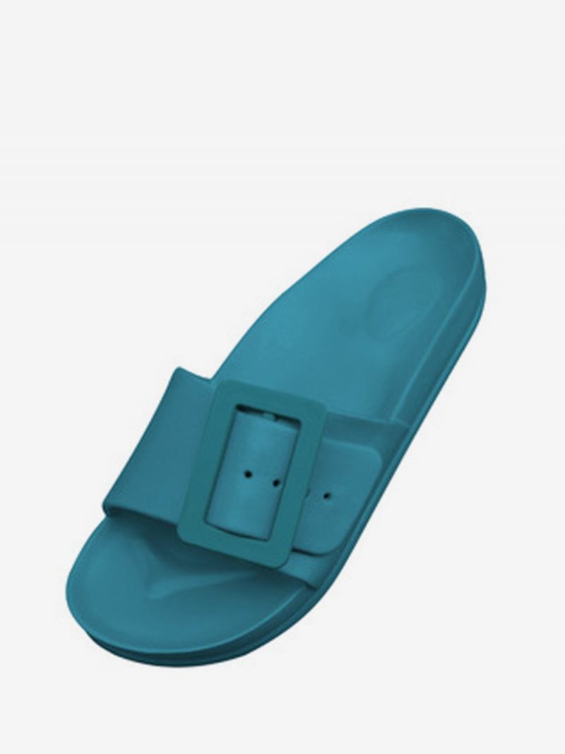 Sandálias Slide Femininas Pretas Casual Botões Sandália Slides - Azul