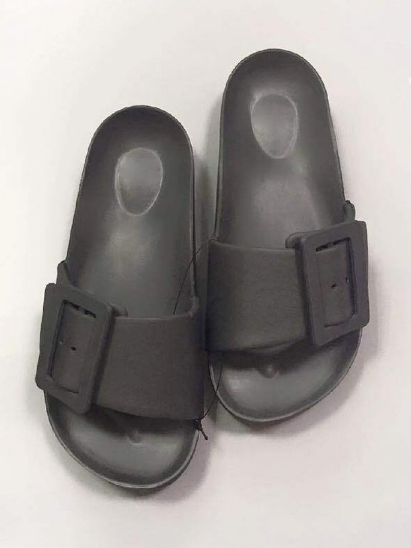 Sandálias Slide Femininas Pretas Casual Botões Sandália Slides - Preto