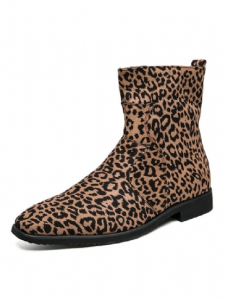 Botas Chelsea Masculinas Com Estampa Leopardo