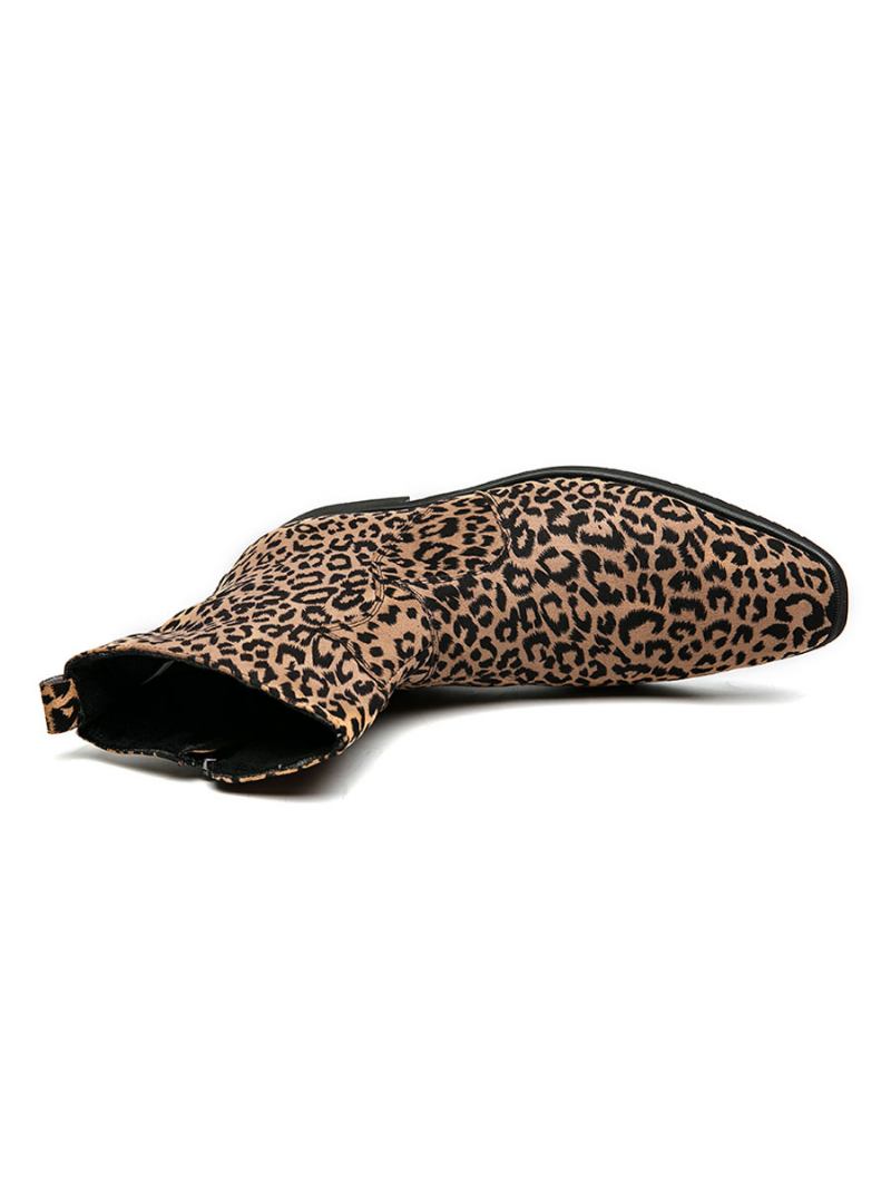 Botas Chelsea Masculinas Com Estampa Leopardo - Café Marrom