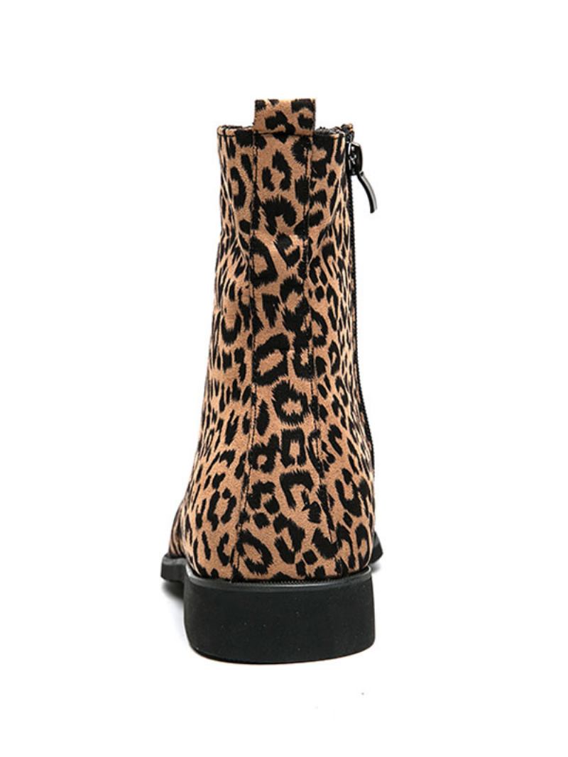 Botas Chelsea Masculinas Com Estampa Leopardo - Café Marrom