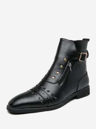 Botas Chelsea Masculinas Com Tachas E Botins Pretos