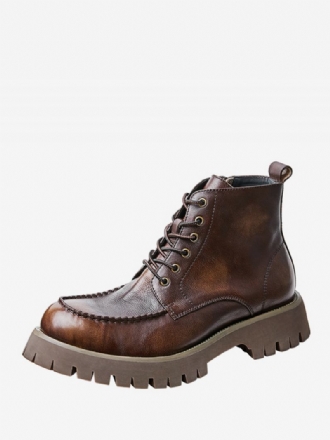 Botas Combate Masculinas Martin Brogue Business Casual Retro Café Marrom Couro Redondo