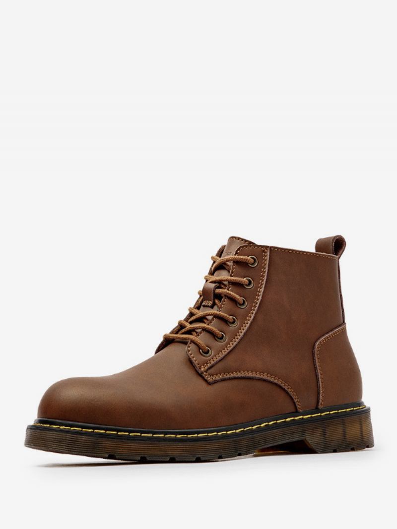 Botas Combate Masculinas Martin Work Retrô Café Marrom Couro Bovino Redondo