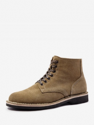 Botas Combate Masculinas Matin Work Café Marrom Motocicleta Couro Bovino Redondo