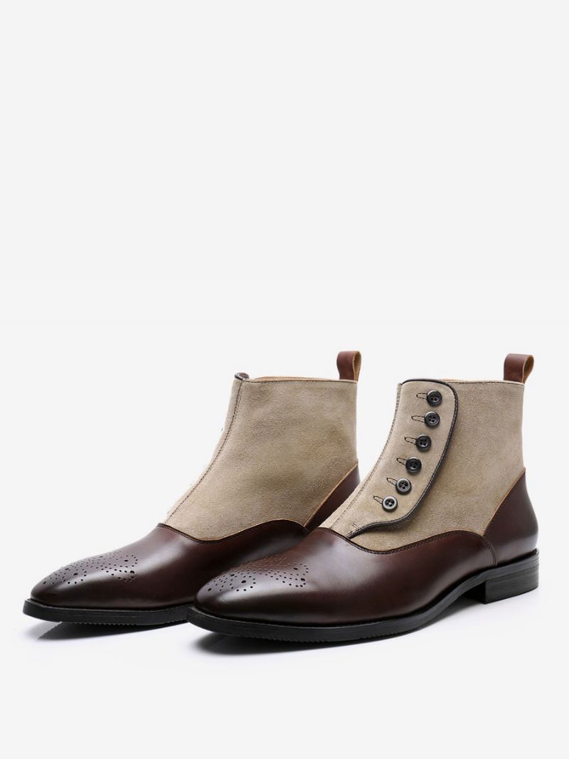 Botas Masculinas Chelsea Café Marrom Couro Biqueira Pontuda