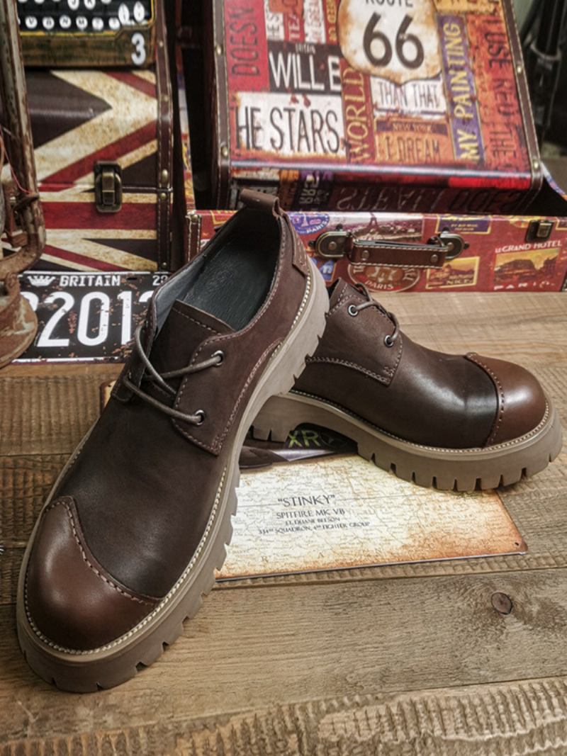 Botas Masculinas Chelsea Café Marrom Pu Couro Biqueira Redonda - Café Marrom