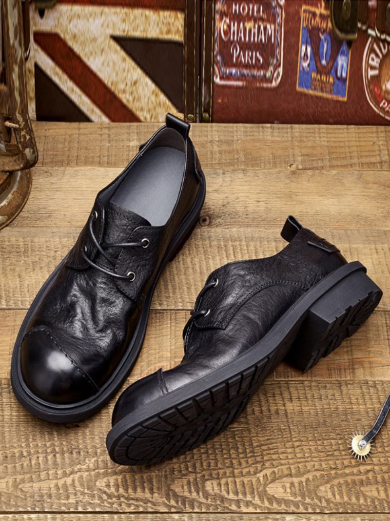 Botas Masculinas Chelsea Café Marrom Pu Couro Biqueira Redonda - Preto