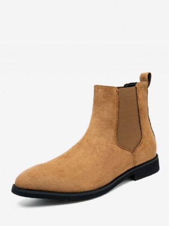 Botas Masculinas Chelsea Camelo Pu Couro Bota Bico Fino