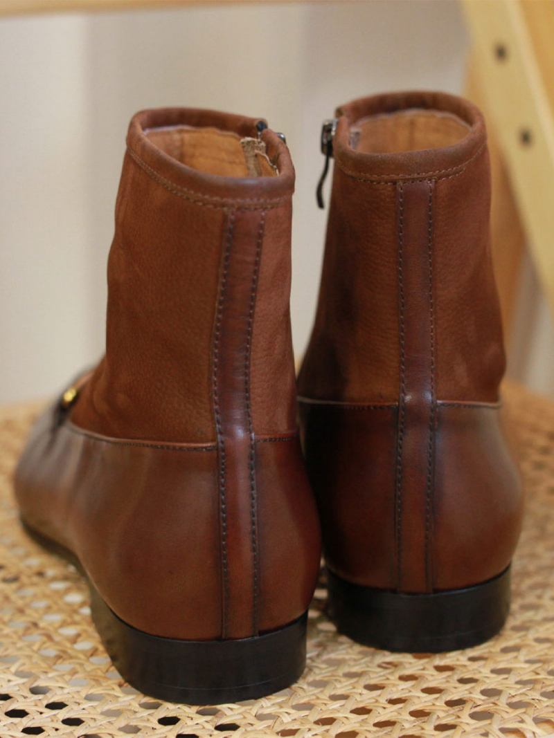 Botas Masculinas Chelsea Couro Preto Bico Fino - Marrom Café