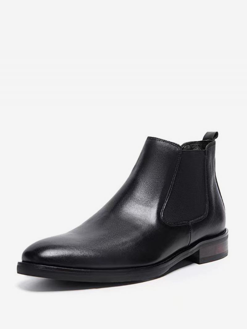 Botas Masculinas Chelsea Couro Preto Bico Fino Sapatos Festa Baile