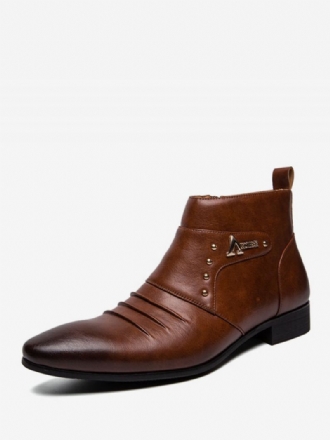 Botas Masculinas Chelsea Couro Pu Bico Fino