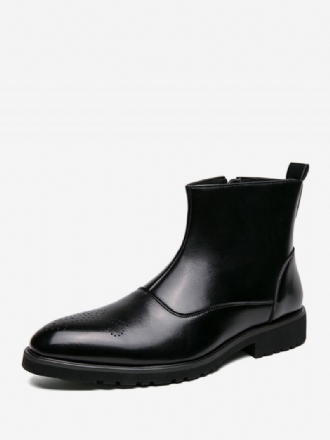 Botas Masculinas Chelsea Couro Pu Bico Redondo