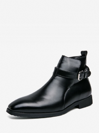 Botas Masculinas Chelsea Couro Pu Bico Redondo