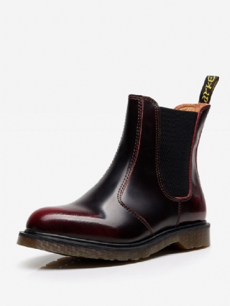 Botas Masculinas Chelsea Couro Pu Bico Redondo