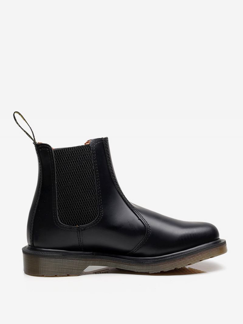 Botas Masculinas Chelsea Couro Pu Bico Redondo - Preto