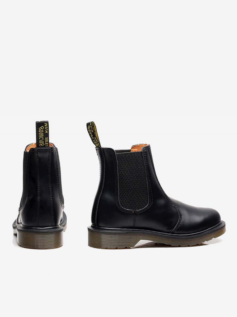 Botas Masculinas Chelsea Couro Pu Bico Redondo - Preto