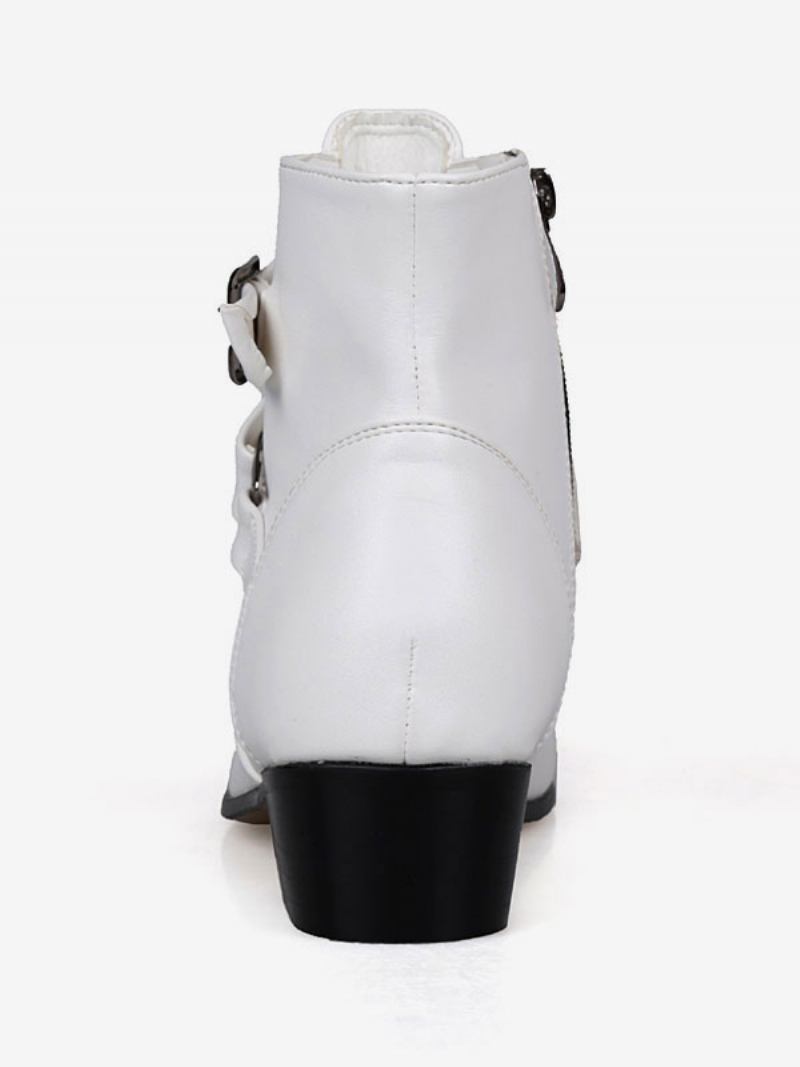 Botas Masculinas Chelsea Couro Pu Branco Jodhpur Tornozelo - Branco