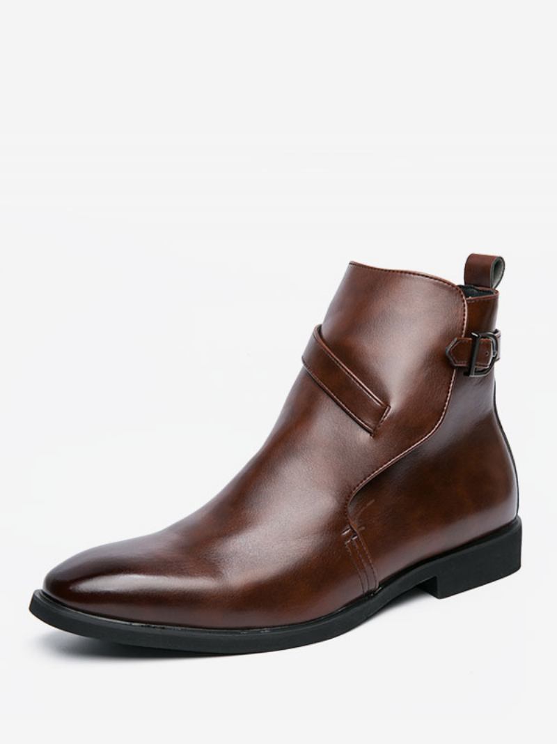 Botas Masculinas Chelsea Couro Pu Jodhpur Com Fivela