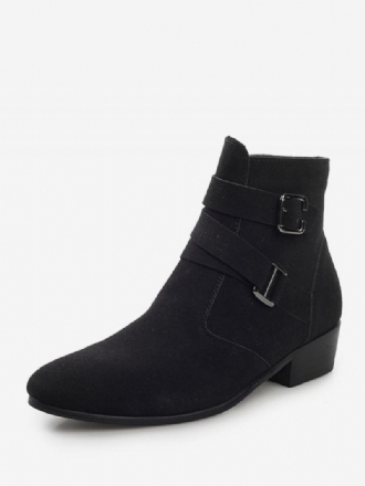 Botas Masculinas Chelsea Couro Pu Preto Jodhpur Tornozelo