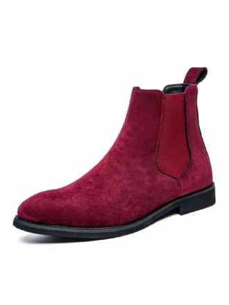 Botas Masculinas Chelsea Pretas Camurça Couro Bico Redondo