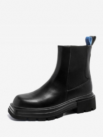 Botas Masculinas Chelsea Pretas Com Bico Redondo