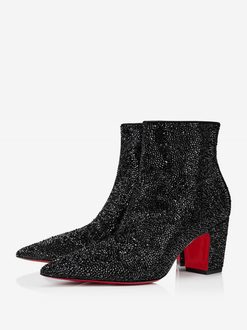 Botas Masculinas Chelsea Pretas Com Glitter Pontiagudo Strass Festa Baile