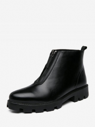 Botas Masculinas Chelsea Pretas Couro Pu Bico Redondo