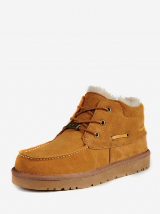 Botas Masculinas Chukka Camurça Com Bico Redondo E Cadarço Para Neve