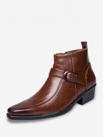 Botas Masculinas Chukka Couro Pu Bico Fino