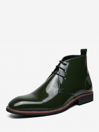 Botas Masculinas Chukka Couro Pu Bico Redondo