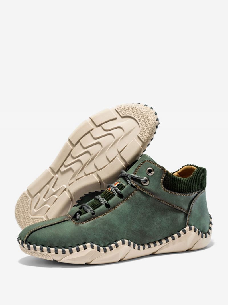 Botas Masculinas Chukka Couro Pu Bico Redondo - Verde